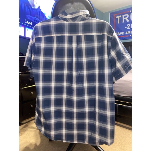 Dockers classic fit size large blue and white plaid short sleeve button down - Picture 2 of 3